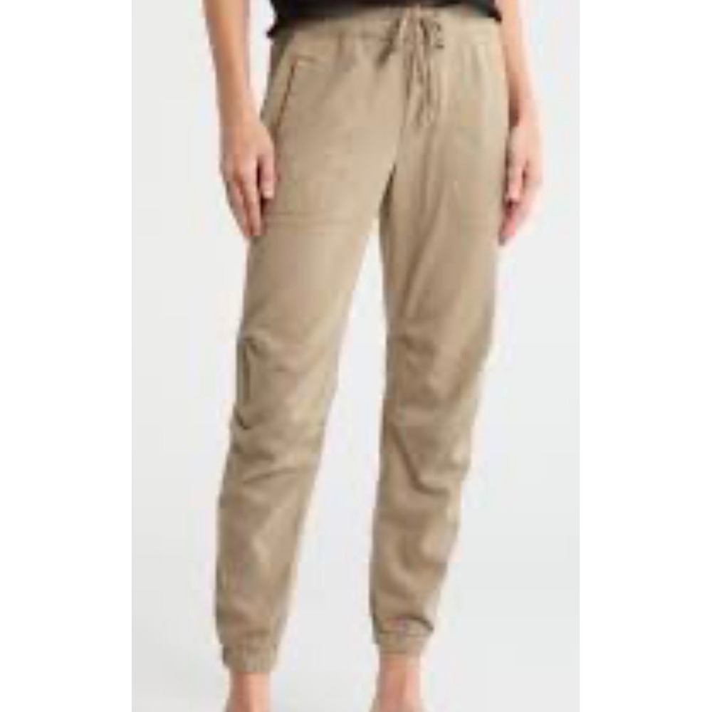 Standard James Perse Womens Utility Joggers Tan Drawstring Zip Pockets Size 3